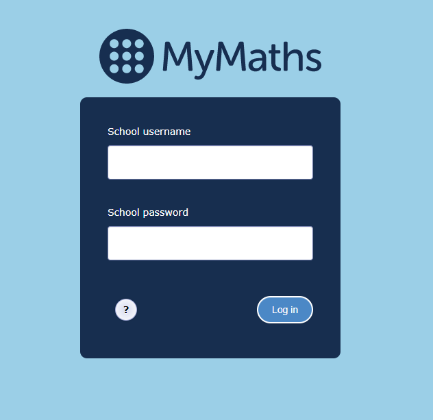 MyMaths login screen