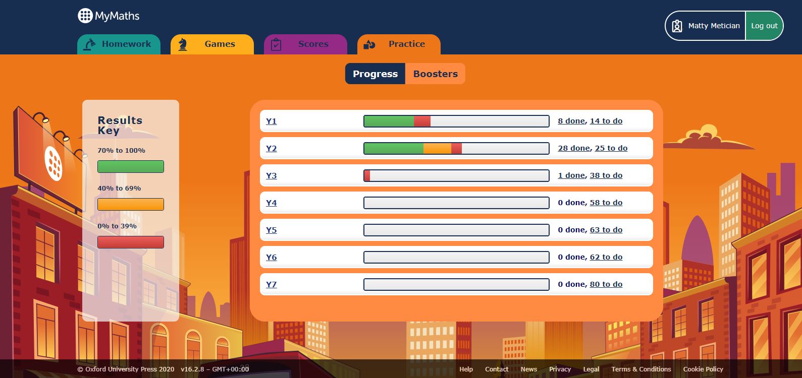 MyMaths support - screenshot of pupil practice area