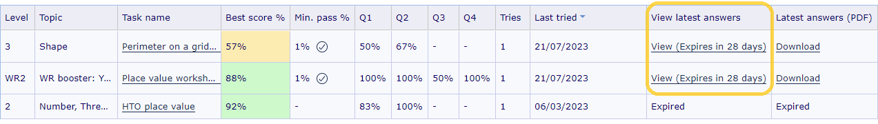 answers to my maths homework